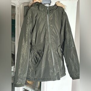 Emma and Elsa Full Zip Coat. Sherpa Lining & Faux Fur Trim Girl’s L